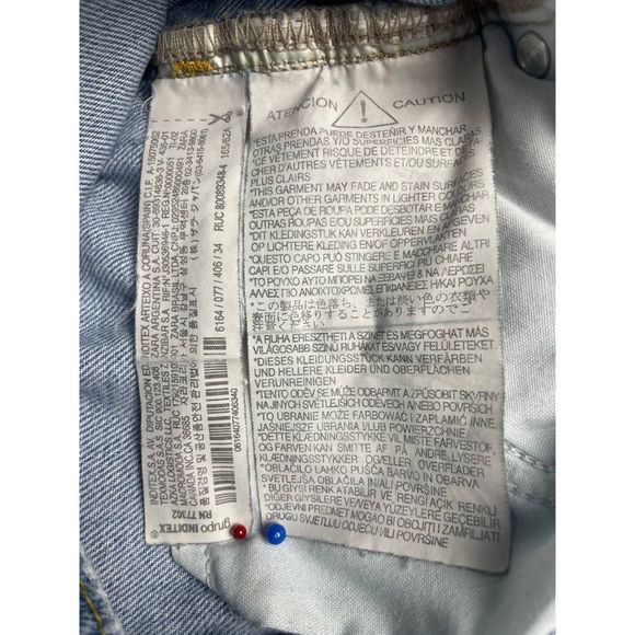 ZARA Basic Z1975 Denim High Rise Straight Jeans Grommets Frayed Hem Blue Size 2 - Picture 4 of 7